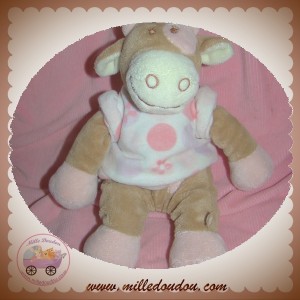 NOUKIE'S SOS DOUDOU VACHE DOTTY LOLA BEIGE HABIT ROND ROSE 26 cm