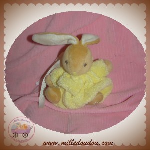 KALOO SOS DOUDOU LAPIN PLUME JAUNE ACCROCHE TETINE 11 CM