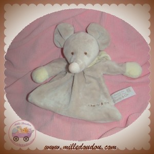 CHARLY & CIE SOS DOUDOU SOURIS PLAT GRIS ECHARPE ECRU