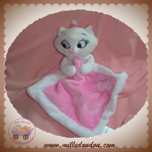 Disney Sos Doudou Chat Marie Aristochat Plat Mouchoir Rose Liseret Blanc