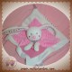 NICOTOY SOS DOUDOU LAPIN BLANC PLAT ROSE LAINE OISEAU ROND