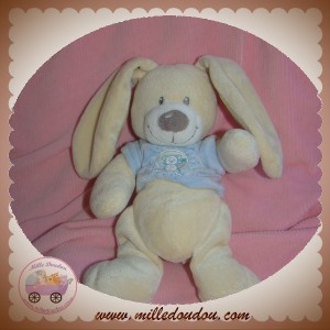 NICOTOY SOS DOUDOU LAPIN ECRU PULL BLEU OURS ETOILE