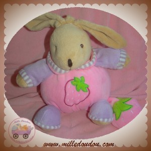 MGM SOS DOUDOU LAPIN BEIGE BOULE ROSE FRAISE MUSICAL