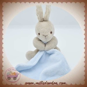 GRAIN DE BLE SOS DOUDOU LAPIN BEIGE MOUCHOIR BLEU ZANNIER 