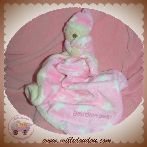 M SOS DOUDOU OURS ECRU MOUCHOIR ROSE ETOILE HOCHET BEDTIME BEAR