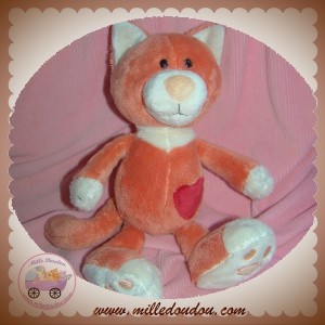 NICI SOS DOUDOU CHAT ROSE ORANGE POCHE COEUR ROUGE