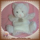 HISTOIRE D'OURS SOS DOUDOU CHAT NICOLAS A POIL BLANC REFLET BEIGE MARIONNETTE