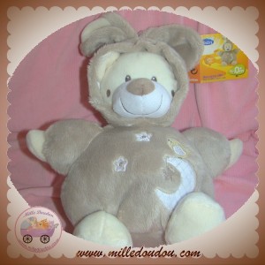 AUCHAN SOS DOUDOU OURS ECRU BOULE GRIS TAUPE DEGUISE LAPIN SNC OIA