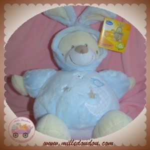 AUCHAN SOS DOUDOU OURS ECRU BOULE BLEU DEGUISE LAPIN SNC OIA