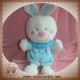 NICOTOY SOS DOUDOU LAPIN BLANC HABIT BLEU TURQUOISE ABEILLE