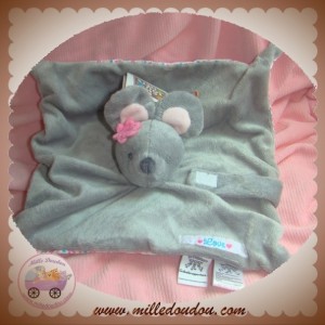 LES CHATOUNETS SOS DOUDOU SOURIS LOVE PLAT GRIS FLEUR ROSE