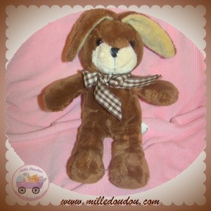 NICOTOY SIMBA SOS DOUDOU LAPIN MARRON FOULARD NOEUD CARREAUX