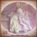 KALOO SOS DOUDOU LAPIN MARIONNETTE ROSE FLEUR TISSU RELIEF