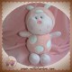 LUMINOU DOUDOU PAPILLON ROSE PLUME ROND BLANC 26 CM SOS