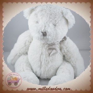 JACADI SOS DOUDOU OURS BLANC ARTICULE FOULARD VICHY BEIGE