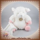 DOUDOU ET COMPAGNIE SOS AGNEAU MOUTON BLANC ROSE MOUCHOIR 22 CM