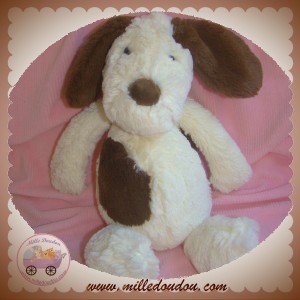 JELLYCAT SOS DOUDOU CHIEN MARRON BLANC ECRU POIL