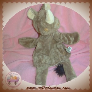 HISTOIRE D'OURS SOS DOUDOU RHINOCEROS MARIONNETTE MARRON TAUPE ECRU