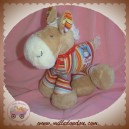 SIGIKID SOS DOUDOU CHEVAL BEIGE CORPS RAYE TISSU ROUGE BLEU