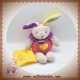 BABYNAT BABY NAT SOS DOUDOU LAPIN GRIS CORPS ROSE MOUCHOIR JAUNE AMOUR VIOLET