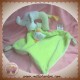 GEMO SOS DOUDOU ELEPHANT OISEAU MOUCHOIR PLAT VERT RAYE ORANGE