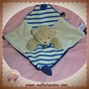 POMMETTE SOS DOUDOU OURS BEIGE PLAT BLEU RAYE ECRU