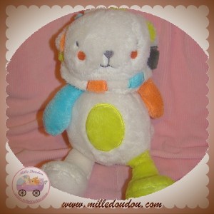 ORCHESTRA SOS DOUDOU OURS LION BLANC ASSIS VERT BLEU ORANGE