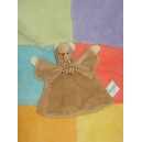 BABYLOVE SOS DOUDOU OURS PLAT MARRON BEIGE ECHARPE RAYE