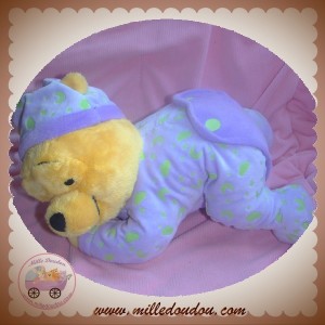 DISNEY SOS DOUDOU OURS WINNIE L'OURSON PYJAMA VIOLET LUNE NUAGE FLUORESCENT