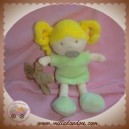 DOUDOU ET COMPAGNIE MLLE POMME POUPEE FILLE BLONDE ROBE VERT OURS SOS