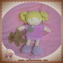 DOUDOU ET COMPAGNIE MELLE ROSE POUPEE FILLE ROBE MAUVE VIOLET OURS SOS