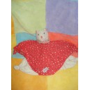 KATHE KRUSE DOUDOU CHAT CORPS PLAT ROUGE ECRU BLANC