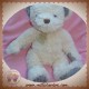 HISTOIRE D'OURS SOS DOUDOU OURS ECRU A POIL PARTIE TISSU GRIS FLEURS