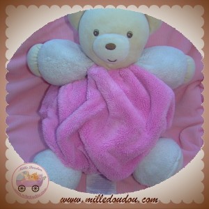 KALOO SOS DOUDOU OURS CREME CORPS ROSE FUSHIA PLUME 28 CM