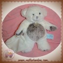 BABYNAT SOS DOUDOU OURS BLANC POIL NOIR CHINE MOUCHOIR FLOCONS