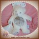 BABYNAT SOS DOUDOU OURS BLANC POIL NOIR CHINE MOUCHOIR FLOCONS