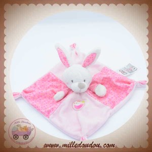 MOTS D'ENFANTS SOS DOUDOU LAPIN PLAT CARRE ROSE POULE