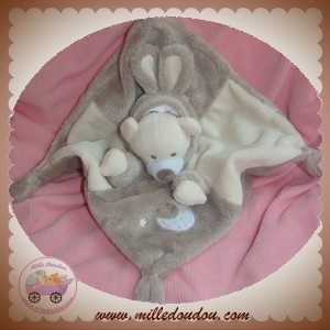 AUCHAN SOS DOUDOU OURS ECRU PLAT GRIS TAUPE DEGUISE LAPIN SNC OIA