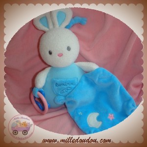 LUMINOU SOS DOUDOU LAPIN FLUORESCENT BLEU CAROTTE MOUCHOIR