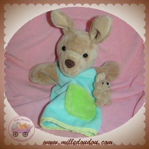 BESTEVER SOS DOUDOU LAPIN BEIGE MARIONNETTE VERT POCHE BEBE