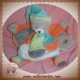 SOS DOUDOU ET COMPAGNIE OURS GRIS MARIONNETTE MENTHE ORANGE ROND VERT GRIS