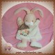 HISTOIRE D'OURS SOS DOUDOU LAPIN MARIONNETTE ECRU BEIGE TISSU RAYE