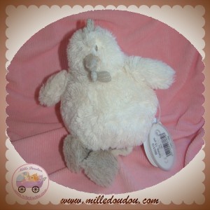 DIMPEL SOS DOUDOU POULE CARINE BLANC GRIS 15 CM