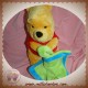 DISNEY SOS DOUDOU OURS WINNIE L'OURSON JAUNE PULL ROUGE MOUCHOIR VERT POT MIEL