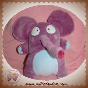 DPAM SOS DOUDOU ELEPHANT QUASI PLAT VIOLET BLEU HOCHET