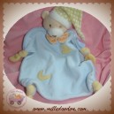 SOS DOUDOU OURS PLAT BLEU LUNE ETOILE ORANGE JAUNE NOEUD PAPILLON