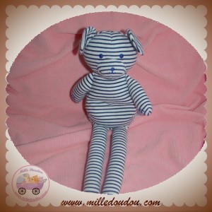 PETIT BATEAU SOS DOUDOU SOURIS TISSU BLANC RAYE BLEU