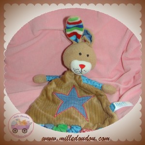 LIEF SOS DOUDOU LAPIN MARRON BEIGE PLAT ETOILE BLEU