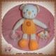 NICOTOY SOS DOUDOU OURS BLANC CORPS ORANGE PIED LAINE OISEAU HOCHET EVEIL