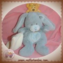 BABYNAT SOS DOUDOU LAPIN BLEU GRIS POIL MOUCHOIR ECRU